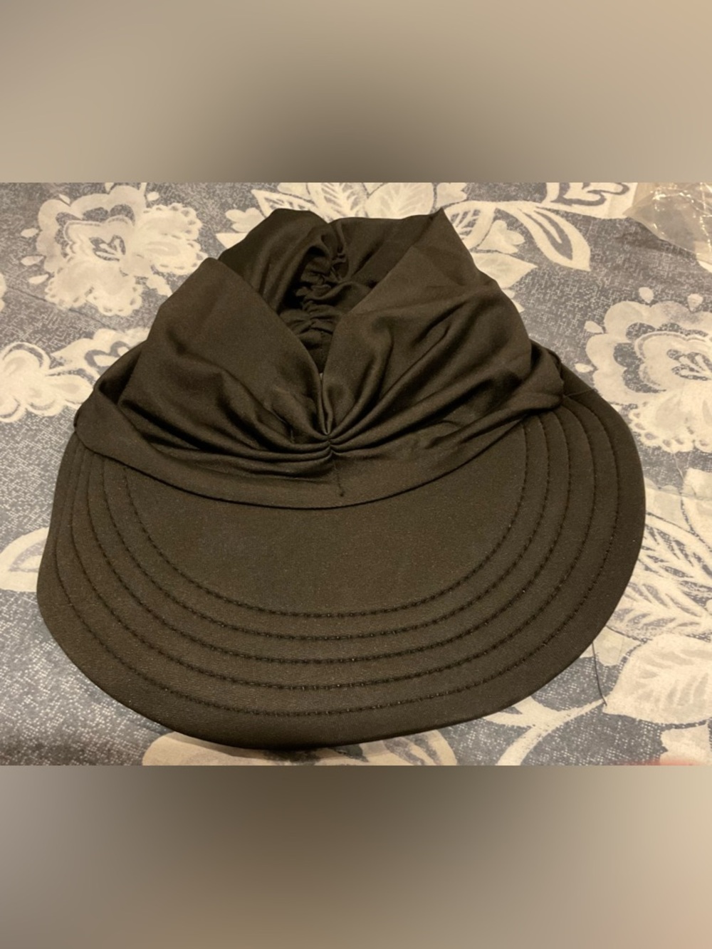 Black Women's Ruched Sun Visor Hat